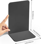 M&G Book Ends 1 Pair, Black Large Metal Bookends for Shelves, L-Type Book Stopper for Heavy Books, Non-Skid Bookstand for Office Home School Supplies