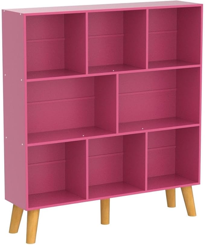 LEYAOYAO 3 Tier Bookshelf with Legs - Pink
