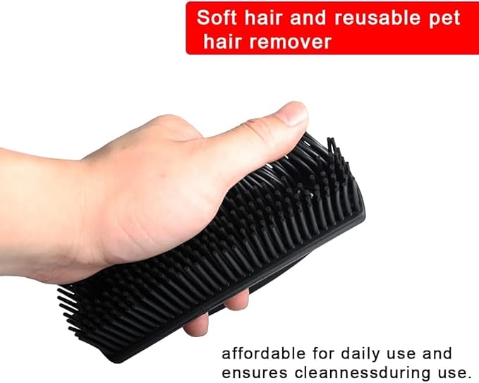 Rubber Pet Hair Removal Brush Lint & Hair Removal Cat Dog Hair Remover Brush Pet Hair Removal Tool Silicone Lint and Debris Remover for Cleaning,Grooming,Lint and Fur Removal,Home (Red&Black)