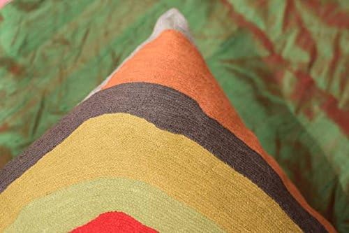 Kandinsky Abstract Pillow Cover - Colorful Modern Throw Pillowcase Chair Cushion Contemporary Farmhouse Sofa Pillowsham Handembroidered Wool Size 18x18