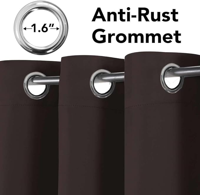 H.VERSAILTEX Blackout Curtains for Bedroom Thermal Insulated Room Darkening Living Room Curtains 72 Inch Long Grommet Privacy Protection Window Curtain Panels/Drapes, 2 Panels, Chocolate Brown