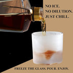 Lake Tahoe Heavy Crystal Whiskey Glasses Gift Set of 2, Thick Freezable Bourbon Glass 1lb Each, Premium Whiskey Gifts for Men, Frozen Crystal Chills Cocktails, 10 oz