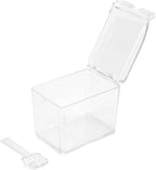 JAPCHET 3 Pack 4 Cell Clear Seasoning Box with Spoons, 10.2 × 3.54 × 3 inch Seasoning Storage Container with Cover, Clear Seasoning Rack Spice Pots for Spice, Salt, Sugar