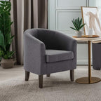 BELLEZE Living Room Chair, Linen Round Accent Barrel Chair, Club Tub Sofa Chair for Bedroom, Corner Chair with Flared Legs and Cozy Soft Padding - Highland (Gray)