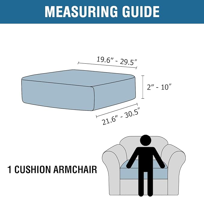 H.VERSAILTEX Velvet Stretch Couch Cushion Cover Plush Cushion Slipcover for Chair Cushion Furniture Protector Seat Cushion Sofa Cover (1 Piece Armchair Cushion Covers, Porcelain)