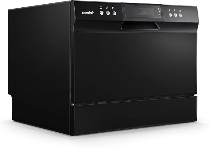 COMFEE’ Countertop Dishwasher, Energy Star Portable Dishwasher, 6 Place Settings & 8 Washing Programs, Speed, Baby-Care, ECO& Glass, Dish Washer for Dorm, RV& Apartment, Black