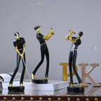 HAUCOZE Golf Figurine Statue Golfer Decoration Arts Home Decor Sculpture Polyresin Black 9.6 inch