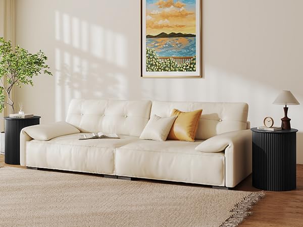 AVZEAR Fluted Round Side Table Small Mid Century End Table, 17.7" Fluted Nightstands Modern Circle Bedside Tables, Black Wood Night Stand for Small Spaces, Living Room, Bedroom (Black)