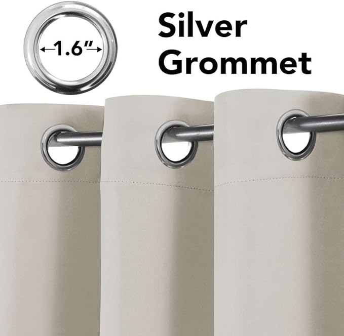 H.VERSAILTEX Premium Blackout Thermal Insulated Room Darkening Curtains for Bedroom/Living Room - Classic Grommet Top (2 Panels, Ivory/Cream, 52 Inch by 45 Inch)