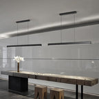 JAYMP Minimalist Linear Pendant Light Dimmable LED Modern Chandelier Dining Room Island Light Restaurant Cafe Bar Office Hanging Lamp Black 45"