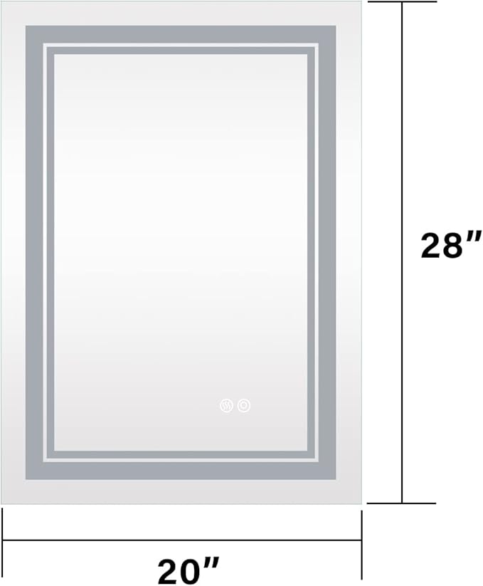 WELLFOR LED Bathroom Vanity Mirror 24 x 32 Inch, Lighted Anti-Fog Dimmable Mirror, IP44 Waterproof Wall Mounted Makeup Mirror, Packed with US Standard Plug and Touch Switch, (Horizontal/Vertical)