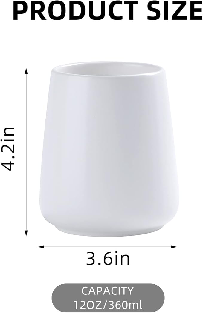 White Toothbrush Holder for Bathroom - 2Pcs Ceramic Tooth Brushing Holders Set, Toothbrush Cup & Toothpaste Organizer for Bathroom Countertop, Makeup Brush Holder, Pen Holder for Home Desktop Storage