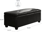BELLEZE 47 Inch Storage Ottoman, Faux Leather Storage Bench Bedroom Bench with Safety Close Hinge, Ottoman with Storage for Living Room, Entryway, Hallway, Foot Rest, Support 300lbs - Black