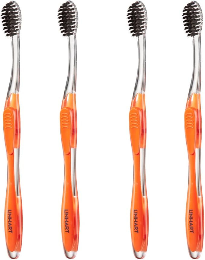 LINHART Extra Soft Toothbrush – Teeth Whitening Toothbrush with Multi Length Bristles, 4 Pack