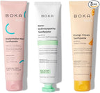 Boka Fluoride Free Toothpaste Nano Hydroxyapatite Toothpaste - Ela Mint, Orange Cream, Watermelon Mint Flavor, 4 oz 3Pk US Manufactured