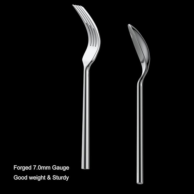 Alata Potter 65-Piece Forged Silverware Set, Service for 12 – Premium Stainless Steel Flatware Set, Modern Design with Satin Finish, Ideal for Home, Kitchen, Party, Camping