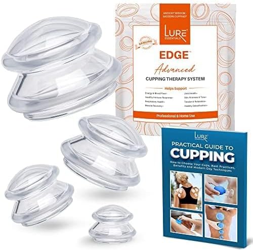 Silicone Cupping Therapy Set Professional Massage Cupping Cups for Cupping Therapy 4 Cup Kit for Massage, Myofascial Release, Cellulite Reduction (Lure Clear)