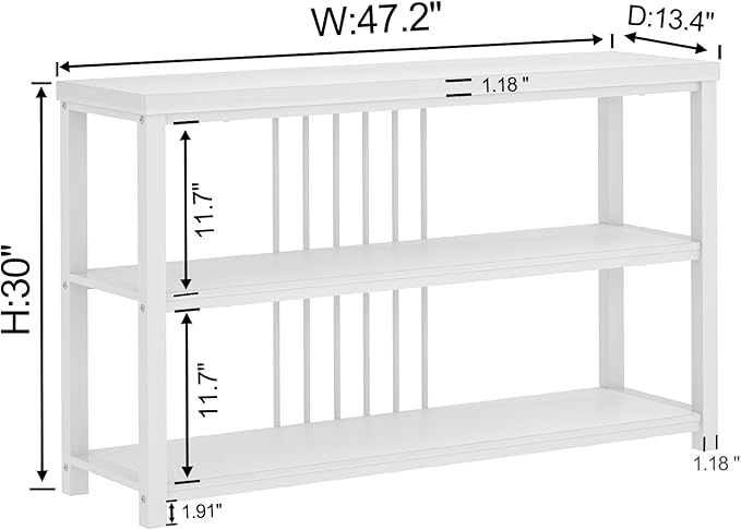 FOLUBAN Modern Sofa Console Table for Entryway, 3 Tier Wood Foyer Table for Hallway Living Room Behind Couch, White Oak