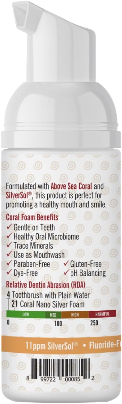 Coral Nano Silver Foaming Cinamon Tea Tree Toothpaste, Natural Fluoride Free Toothpaste, SLS and Glycerin Free - 4 Ounce