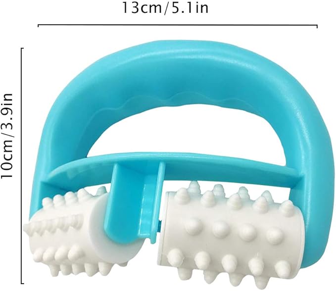 Cellulite Massage, Manual Roller Massages with Two-Wheel Handle,Relax Muscles to Relieve Stress,Increases Blood Circulation,Apply to Arm/Shoulder/Leg/Back/Buttocks/Abdomen(Blue)