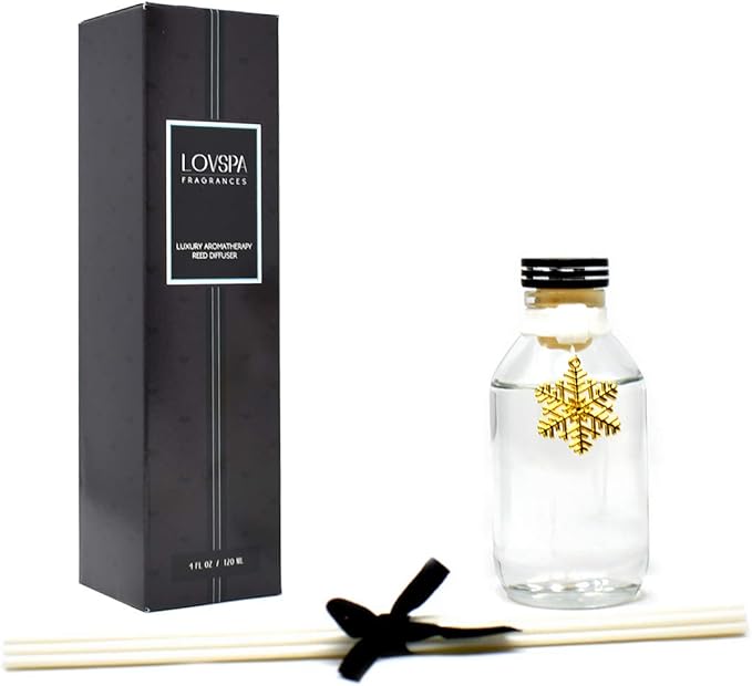 LOVSPA Reed Diffuser Set, Peppermint Bark Scented Oil Diffuser with Sticks, Home Fragrance Accessories for Bathroom Shelf Decor, Aroma Diffusers for Home or Office Desk, USA Made