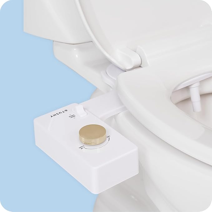 TUSHY Classic 3.0 Bidet Toilet Seat Attachment - A Non-Electric Self Cleaning Water Sprayer with Adjustable Water Pressure Nozzle, Angle Control & Easy Home Installation (White/Gold)