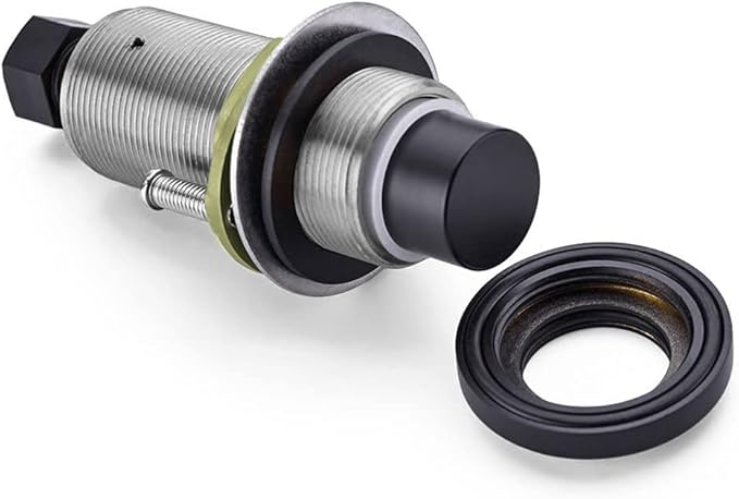 SinkTop Air Switch Kit (Long Full Brass Button) for Disposal, Dual Outlet, (Matte Black)