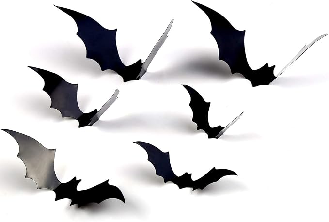 DIYASY Bats Wall Decor, 120 Pcs 3D Bat Halloween Decoration Stickers for Home Decor 4 Size Waterproof Black Spooky Bats for Room Decals