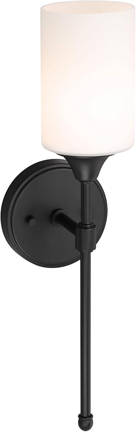 XiNBEi Lighting Wall Sconce, Bathroom Vanity Light with Glass, Wall Fixture Matte Black Finish for Bathroom XB-W1216-MBK