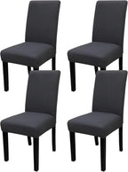 JQinHome 4 Pcs Dining Chair Slipcover, High Stretch Removable Washable Chair Seat Protector Cover for Home Party Hotel Wedding Ceremony