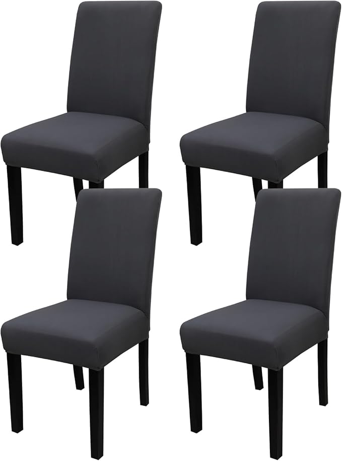 JQinHome 4 Pcs Dining Chair Slipcover, High Stretch Removable Washable Chair Seat Protector Cover for Home Party Hotel Wedding Ceremony