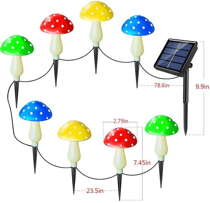 8-Pack Solar Mushroom Lights for Garden Decor, 8 Modes Waterproof Outdoor Garden Mushroom Lamp, Multi-Colored Solar LED Fairy Lights for Christmas Halloween Yard Lawn