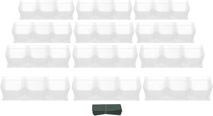 12Pieces 3-Pot Wall Planter Vertical Garden Plant Walls Wall Mounted Vertical Planter with Water-Storage Layer Stackable Wall-Mounted Flower Pot for Gardens, Balconies 180.78lbs Total Capacity (White)