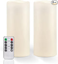 Homemory 10" x 4" Large Waterproof Outdoor Flameless Candles with Remote Control and Timer, Battery Operated Flickering LED Pillar Candles for Outdoor Larterns, Porch, Long Lasting, Set of 2