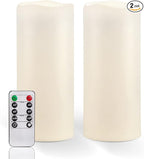 Homemory 10" x 4" Large Waterproof Outdoor Flameless Candles with Remote Control and Timer, Battery Operated Flickering LED Pillar Candles for Outdoor Larterns, Porch, Long Lasting, Set of 2