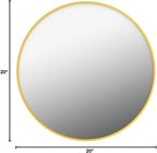 Fabuday Round Gold Mirror for Wall - 20 Inch Circle Mirror for Bathroom, Living Room Decor, Metal Golden Framed Small Circular Mirror