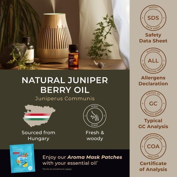 Gya Labs Juniper Berry Essential Oil for Diffuser - 0.34 Fl Oz - 100% Pure Natural Juniper Essential Oil for Skin & Candle Making Scent