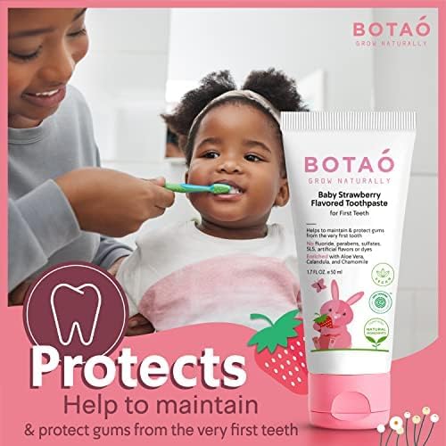 Fluoride Free Baby Toothpaste | Natural Toddler Toothpaste | Strawberry Flavored - Training Toothpaste for Toddlers | EWG Verified, Vegan, SLS Free, Safe to Swallow, Aloe Vera (3 Pack)