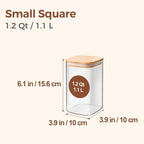 ComSaf 1.2 Qt Glass Storage Containers with Lids, Glass Jars with Lids, Clear Food Storage Jar, Square Canister Set of 9, Pantry Organizers and Storage for Cookie Flour Oat Pasta Tea Coffee Bean