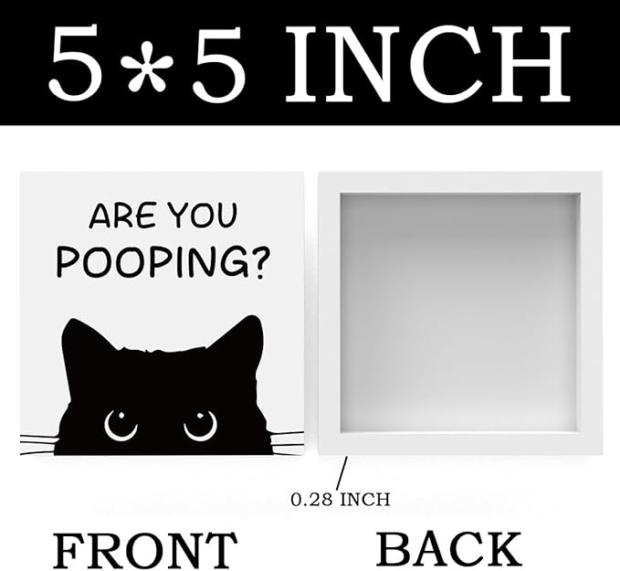 Funny Bathroom Decor Are You Pooping Cat Sign Funny Bathroom Toilet Table Decoration Funny Cat Gifts Bathroom Wall Decor Cat Gifts for Women Gifts for Cat Lovers, Funny Bathroom Wooden Box Sign Decor