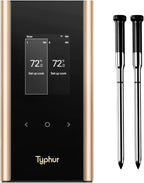 Sync Gold Wireless WiFi Meat Thermometer, 2 Slim Probes, 6 Sensors, 10x Stronger Signal, ±0.5℉ Accuracy, Smart Base Direct Setup, Reliable Reading Through Kamado Grill, BBQ, Oven, Smoker, Air Fryer
