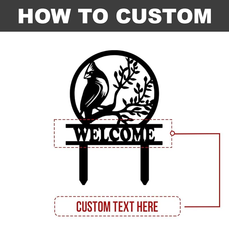 Personalized Name Garden Cardinal Metal Signs with Stake, Custom Family Name Yard Decor for Outdoor Outside, Cardinal Lawn Patio Stake Gardening Enthusiasts Grandmothers Gift