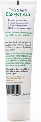 Dental Herb Company - Essentials Toothpaste - Truly Natural Fluoride-Free and SLS-Free - Superior Defense Against Bleeding and Irritated Gums, Dry Mouth, and Mouth sores. (4 oz.)