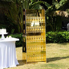 Tableclothsfactory Gold Mirror Finish 5-Tier Wine Glass Stemware Rack, 40 Champagne Flute Holder Foam Board Wall Stand - 5ft for Party & Decorations