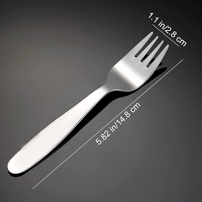 VANRA Premium 18/8 Stainless Steel Children's Cutlery - 5.8-inch Kids Dinner Forks, 4 Pieces Silverware Flatware Utensil Set for Home & School