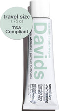 Davids Hydroxi Fluoride Free Nano Hydroxyapatite Toothpaste for Remineralizing Enamel & Sensitive Relief, Whitening, Antiplaque, SLS Free, Natural Peppermint, Made in USA, 1.75oz (Travel Size)