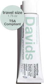Davids Hydroxi Fluoride Free Nano Hydroxyapatite Toothpaste for Remineralizing Enamel & Sensitive Relief, Whitening, Antiplaque, SLS Free, Natural Peppermint, Made in USA, 1.75oz (Travel Size)