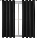 ChrisDowa Grommet Blackout Curtains for Bedroom and Living Room - 2 Panels Set Thermal Insulated Room Darkening Curtains (Black, 52 x 63 Inch)