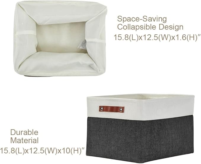 DECOMOMO Storage Baskets for Shelves - Fabric Closet Organizers and Storage Bins, Perfect Baskets for Organizing Closet Toys Nursery (Black and White, XL - 3 Pack)