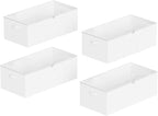 SpaceAid 4 Pack 10" High Under Bed Storage Containers, Large Underbed Storage Organizer Bins with Lids for Bedroom, Dorm, Clothes, Closet Organization, Bed Sheets and Blankets (White)